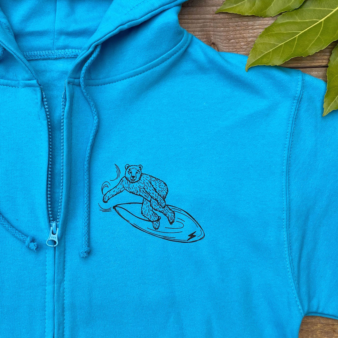 Surfing Bear’ Zip Up Hoodie