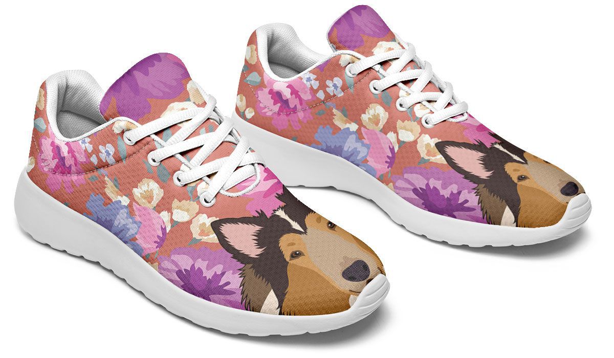 Rough Collie Dog Portrait Athletic Sneakers
