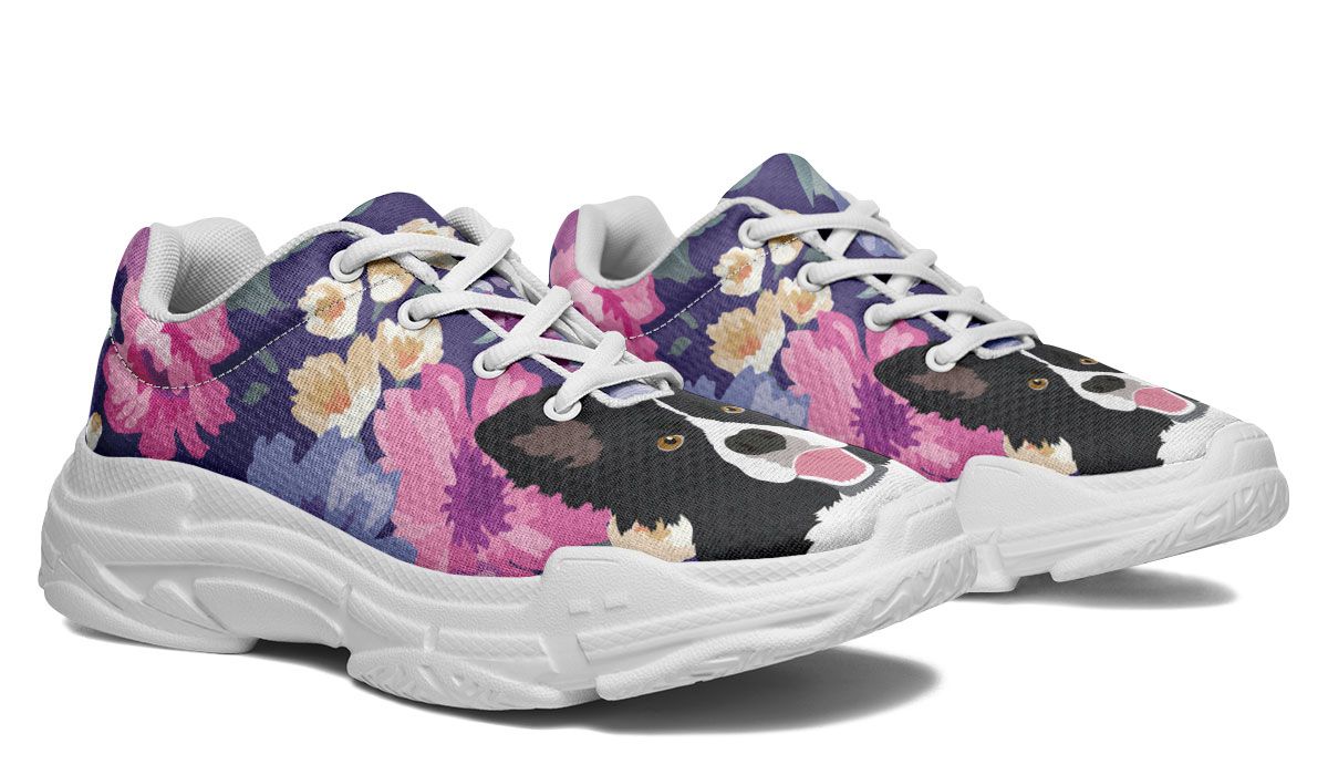 Border Collie Dog Portrait Chunky Sneakers