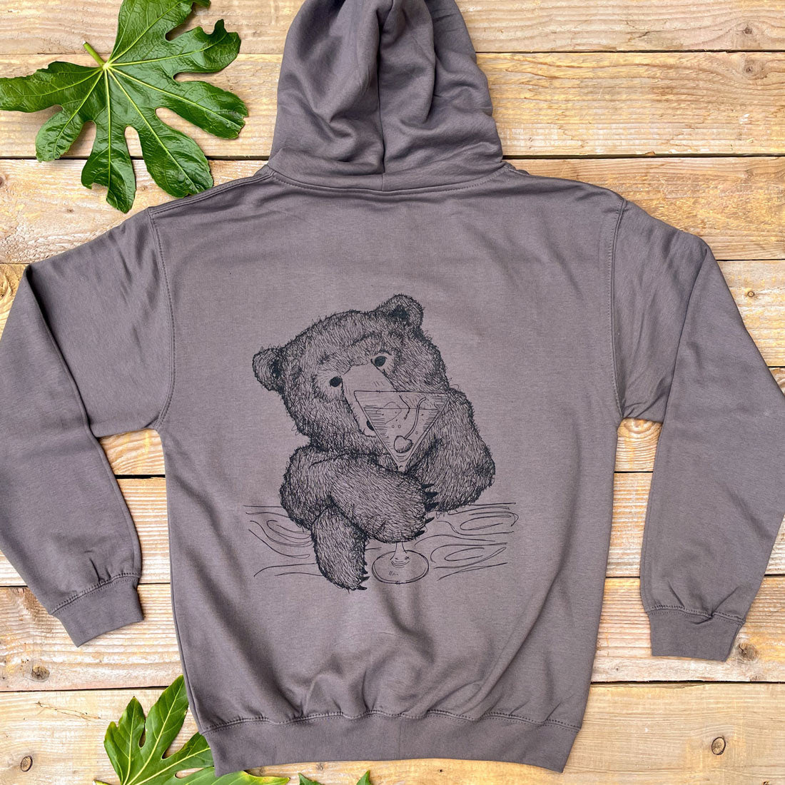 Cocktail Bear’ Zip Up Hoodie – Back Print